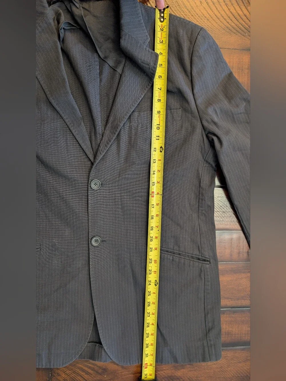 Banana Republic Gray Pinstripe Blazer Jacket 44R 100% Cotton